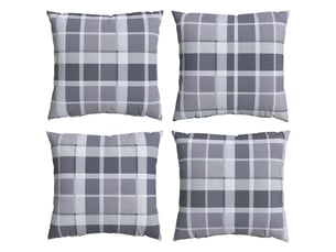 Lot de 4 coussins d'extérieur, coussins de chaise tissu carreaux grisel 60 x 60 cm cf56423