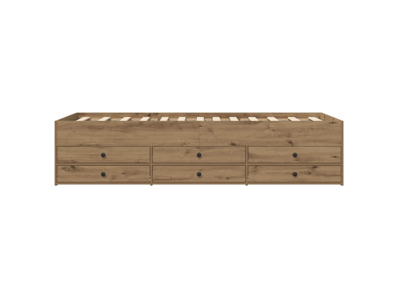  Lit simple- lit adulte -  cadre de lit avec rangement chêne artisanal 80 x 200 cm  - Conforama D