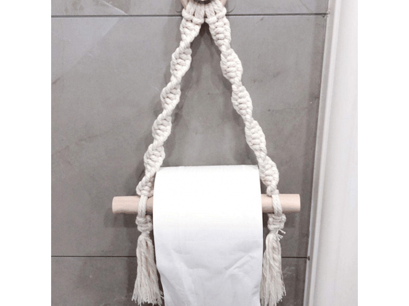  Porte-rouleau de toilette en macramé tissé main,porte-papier hygiénique suspendu pour salle de bain,décor  - Conforama C