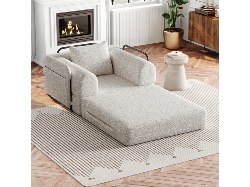  Canapé convertible 1 place avec rangement  - trois cadres en acier, configuration modulaire, chenille - kaki  - Conforama C