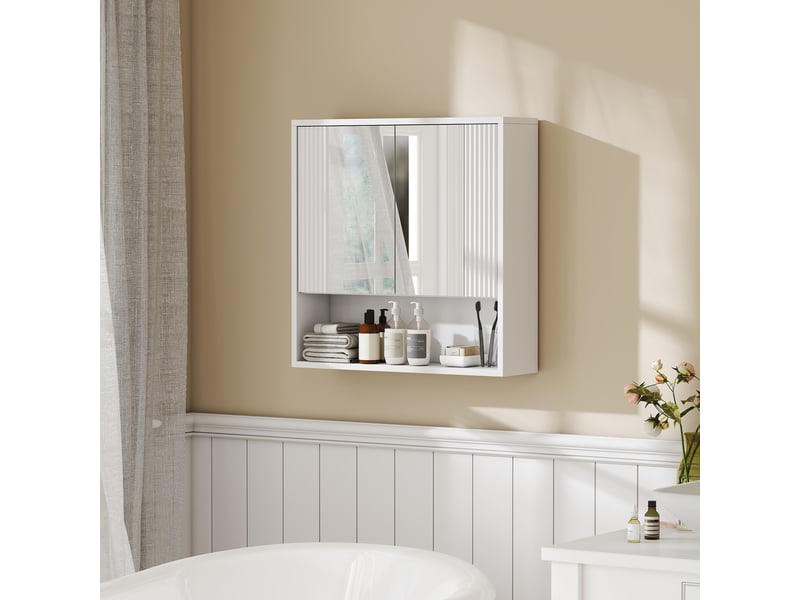 Meuble de salle de bain mural, meuble à porte à fermeture amortie, étagère réglable - Conforama B