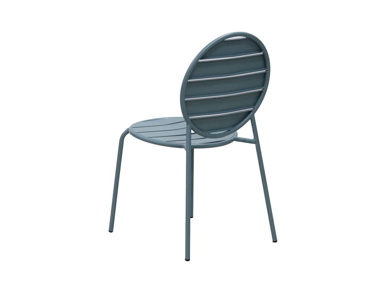  Lot de 4 chaises de jardin dossier rond en métal bleu gris - baca  - Conforama D