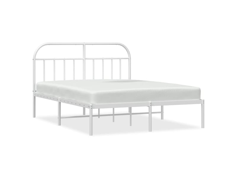  Lit double- lit adulte -  cadre de lit métal sans matelas et tête de lit blanc 180x200 cm  - Conforama A