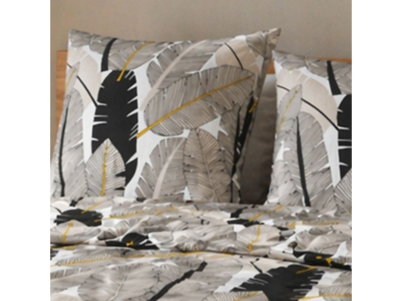  Parure housse de couette 260x240cm + 2 taies motif plumes noir et blanc 100% microfibre - piuma PIUMA - Conforama D