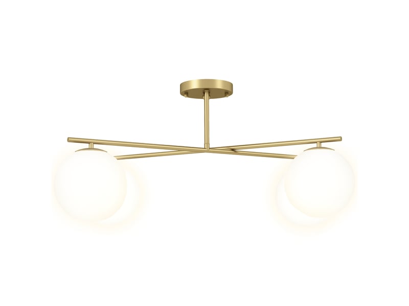  Plafonnier moderne à 4 lumières avec douille e14, semi-encastré, couleur or-crème  - Conforama A