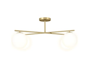 Plafonnier moderne à 4 lumières avec douille e14, semi-encastré, couleur or-crème