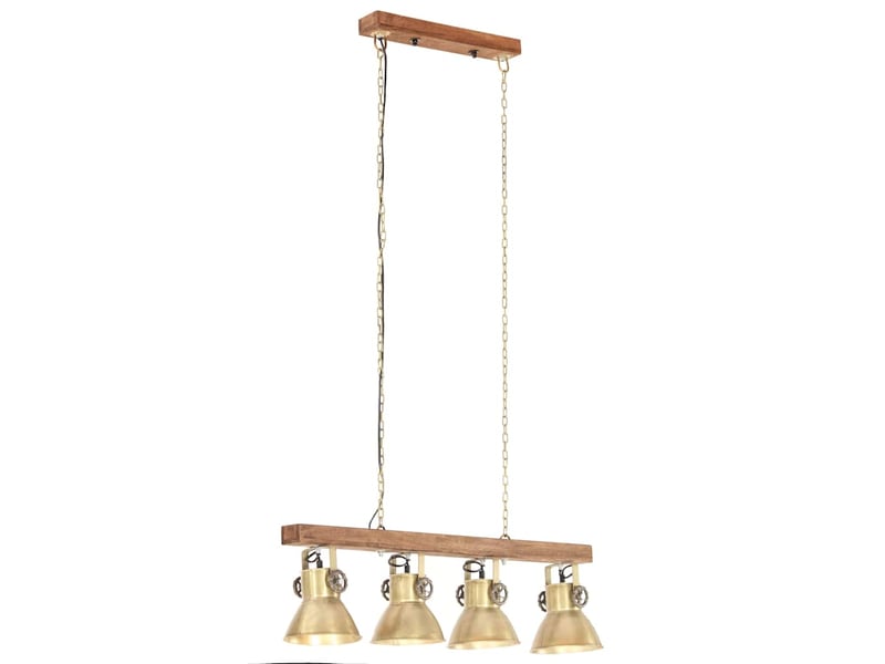  Plafonnier industriel, lampe plafond laiton e27 bois de manguier  - Conforama C