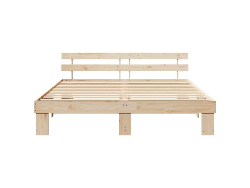 Lit double- lit adulte - cadre de lit avec tête de lit naturel 180 x 200 cm pin massif - Conforama D
