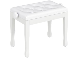 Banc de piano, banc de clavier réglable en hauteur en bois massif, siège rembourré, 64 x 35 x 45-55 cm, blanc