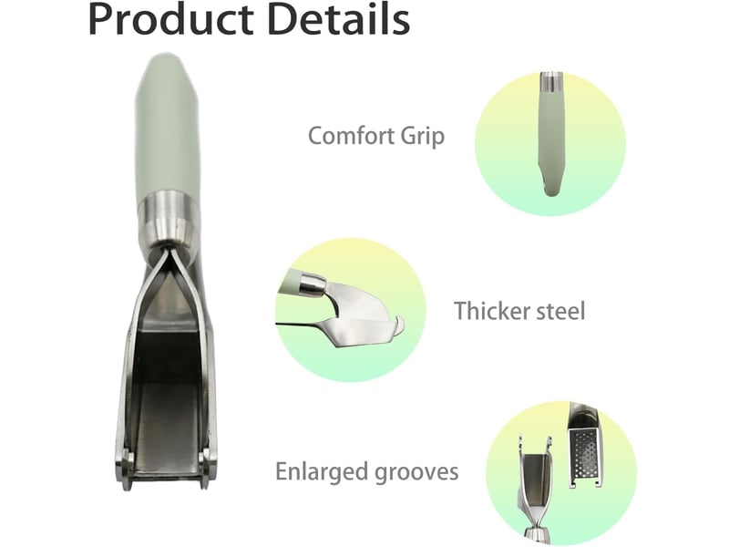  Broyeur d'ail en acier inoxydable avec poignée amovible, passe au lave-vaisselle pour un nettoyage rapide et un broyage facile, éplucheur d'ail et de  - Conforama E