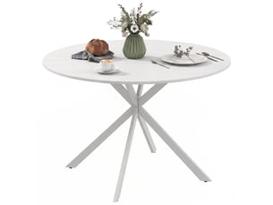 Table de salle à manger ronde pour 4 personnes avec structure en acier ø120x75 cm blanche