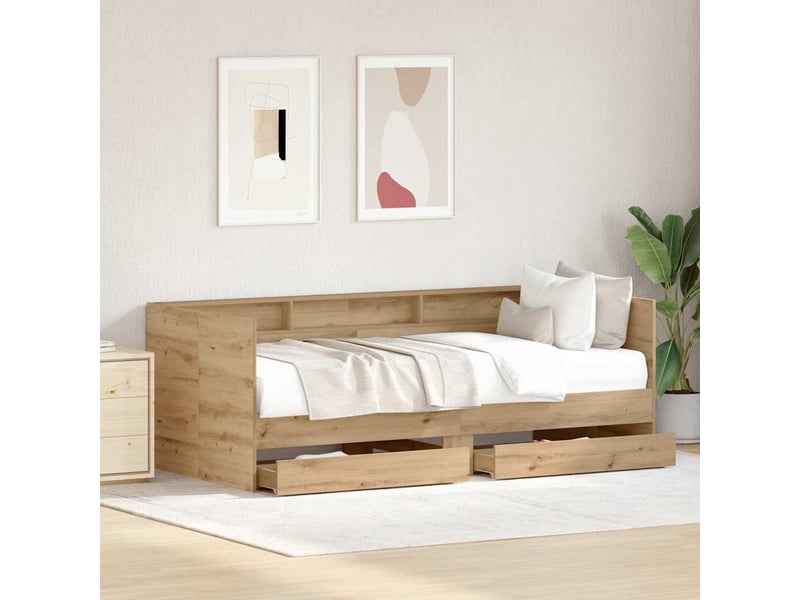 Lit simple- lit adulte - lit d'appoint chêne artisanal 100 x 200 cm bois d'ingénierie - Conforama B