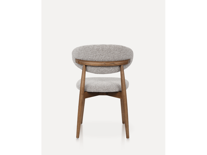 Lot de 2 chaises de salle à manger en tissu argile et bois foncé, confort rembourré pour vos repas conviviaux - Conforama B