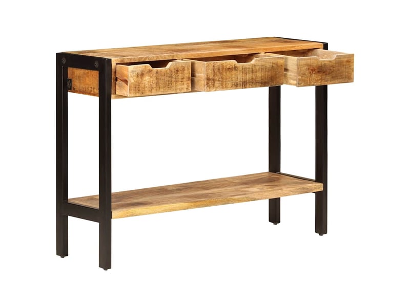 Buffet - bahut - meuble de rangement avec 3 tiroirs 110x35x75 cm bois de manguier massif - Conforama D