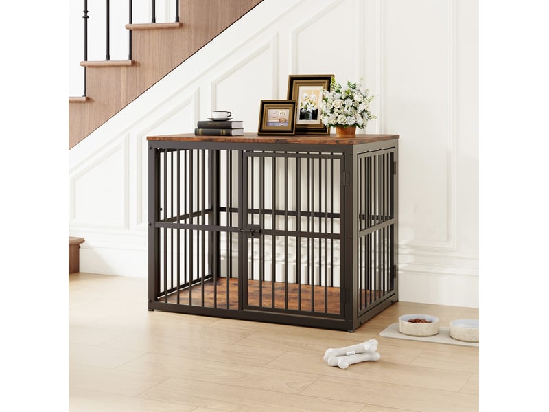  Niche modulable 84 x 56 x 66 cm - noir et marron rétro - 3 portes, plateau étanche et extensible  - Conforama D