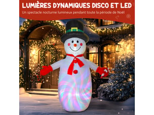 Bonhomme de neige gonflable de noël, 240 cm, 177x78x240cm, décoration gonflables de noël avec lumières led, multicolore