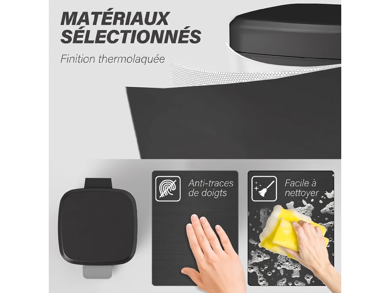  Poubelle de cuisine 20l - poubelle à pédale acier inox noir  - Conforama E