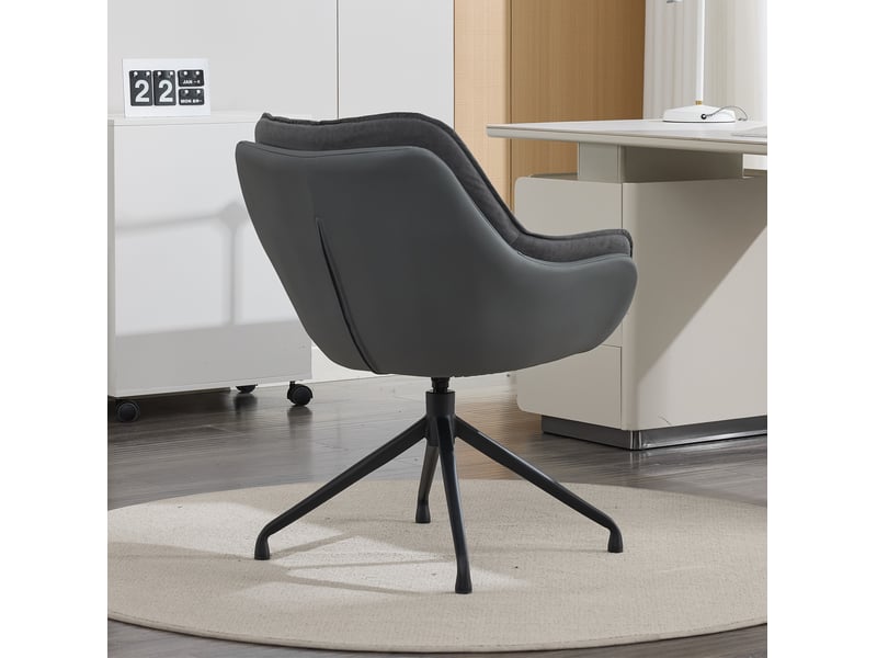 Fauteuil de bureau pivotant avec assise ergonomique et retour automatique, en similicuir gris, 69 × 65 × 46 cm - Conforama C