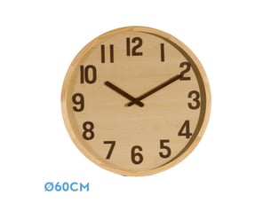 Horloge murale fabrilamp borgoña 60 x 60 cm bois clair mouvement continu