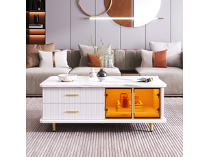 Table basse rectangulaire coloris blanc LPOSPI - 50 cmx100 cm