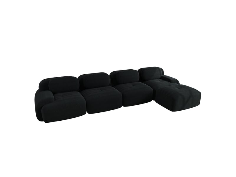  Canapé d’angle modulable 388x178x70 cm 4 places sans montage velours côtelé noir  - Conforama A