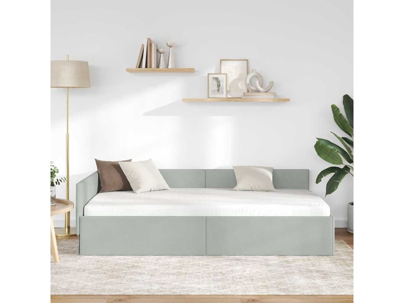  Lit adulte, lit simple, cadre de lit d'angle gris clair 100cmx200cm velours cf7048  - Conforama C
