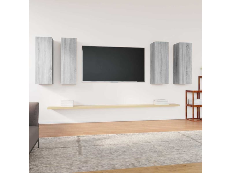  Lot de 4 meuble tv bas salon sonoma gris 30,5x30x90 cm bois d'ingénierie  - Conforama B