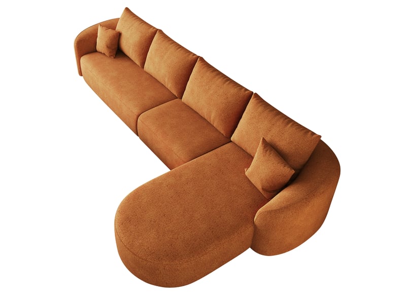  Canapé d’angle en l 4 places 336.00×168.00×85.00 cm en tissu chenille orange chicfurn  - Conforama A