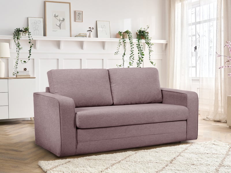 Bobochic canapé droit convertible déplimousse come tissu chiné rose COME - Conforama B