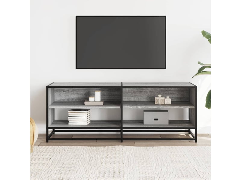  Meuble tv - banc tv - meuble de rangement sonoma gris 120,5x40x46 cm bois d'ingénierie et métal  - Conforama C