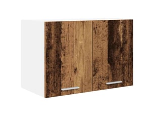 Meuble de rangement cuisine, armoire suspendue bois ancien et blanc 60x31x40cm