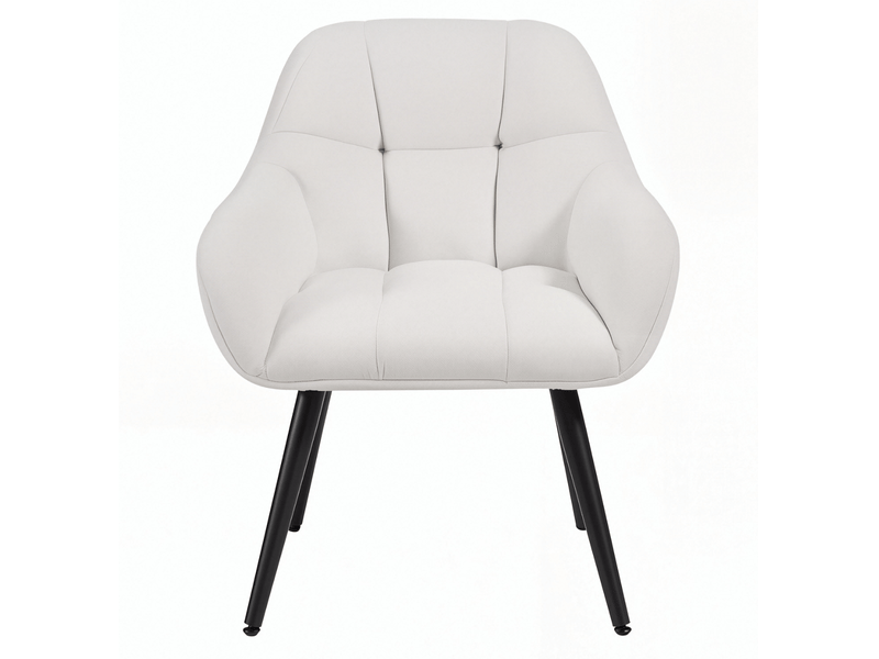  Fauteuil lounge beige avec dossier et accoudoirs, tissu bouclette, pieds en métal  - Conforama A