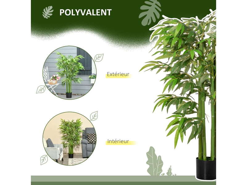  Plante artificielle bambou arbre artificiel 140 cm avec pot, fausse plante vert d'intérieur décoration  - Conforama E