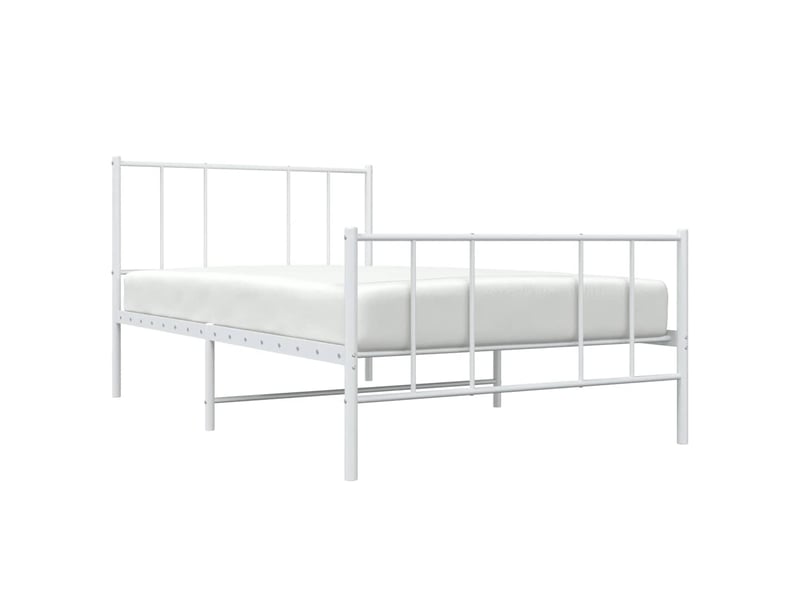  Lit simple- lit adulte -  cadre de lit métal sans matelas avec pied de lit blanc 80x200cm  - Conforama D