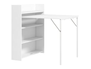 Table à manger pliante blanche 3 places avec rangements intégrés, style industriel pour petits espaces
