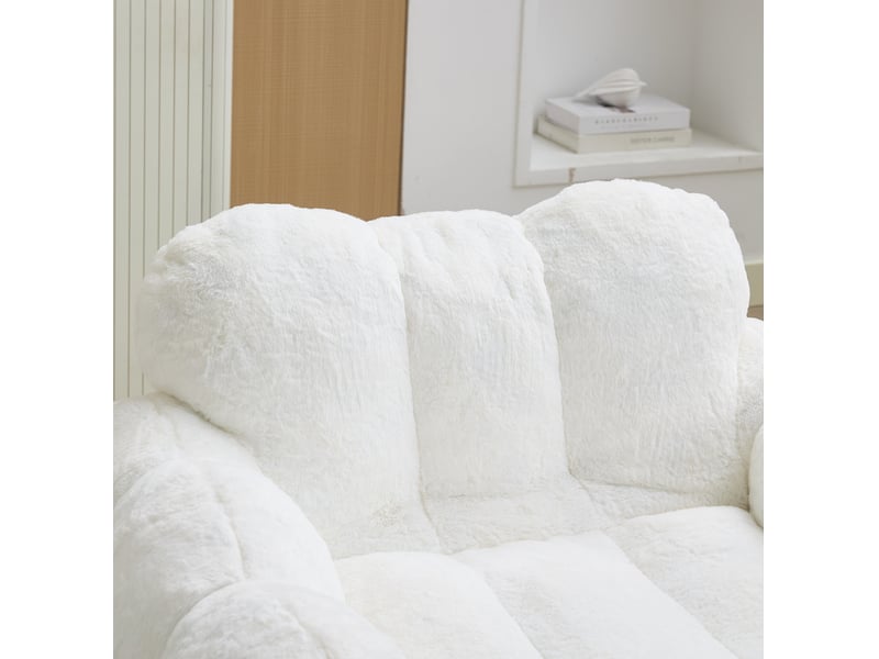  Pouf pour adultes 105x90x75 cm, assise moelleuse, peluche rose, sans montage, fibres et mousse, facile à déplacer  - Conforama E