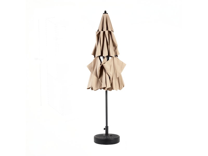 Parasol en aluminium 3 m à 3 niveaux avec inclinaison automatique, kaki, sans pied - Conforama E