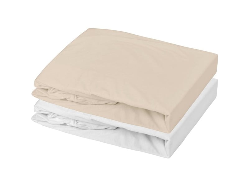 Draps housse bébé 2x jersey coton 70x140 17 cm blanc et nude 1901587 - Conforama A