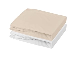 Draps housse bébé 2x jersey coton 70x140 17 cm blanc et nude