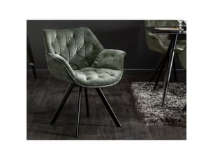Lot de 2 chaises design comfy pivotantes à 180° en velours vert foncé capitonné et pieds noirs