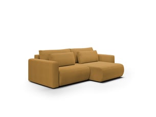 Canapé d'angle réversible convertible 5 places Tissu jaune avec coffre de rangement