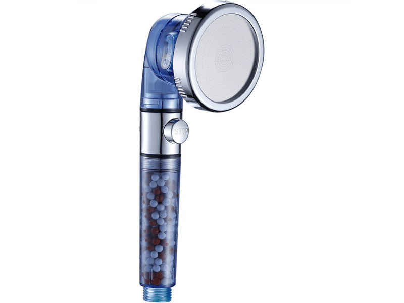  Le pommeau de douche est équipé d'un filtre anticalcaire et d'une fonction stop, et dispose de 4 modes pour nettoyer les coins  - Conforama A