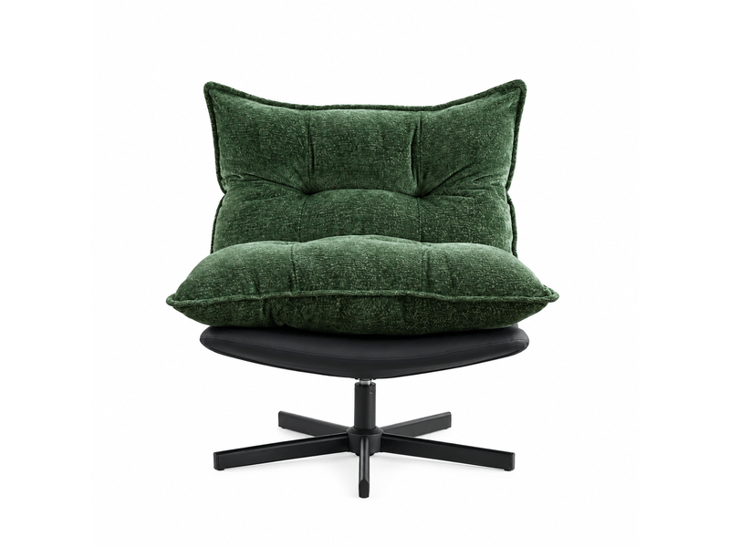 Fauteuil relax pivotant 360° vert, dossier réglable 3 positions, chenille et pu - Conforama A