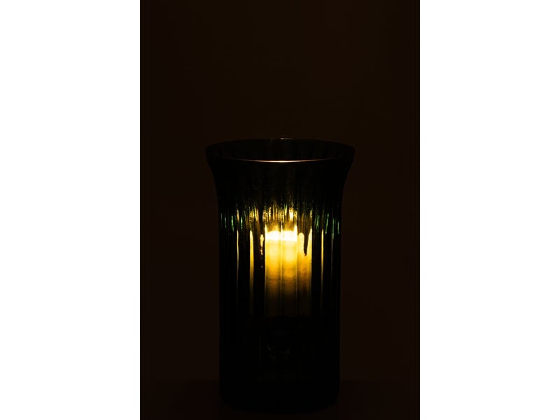  Photophore strié en verre quirin 32cm turquoise  - Conforama D
