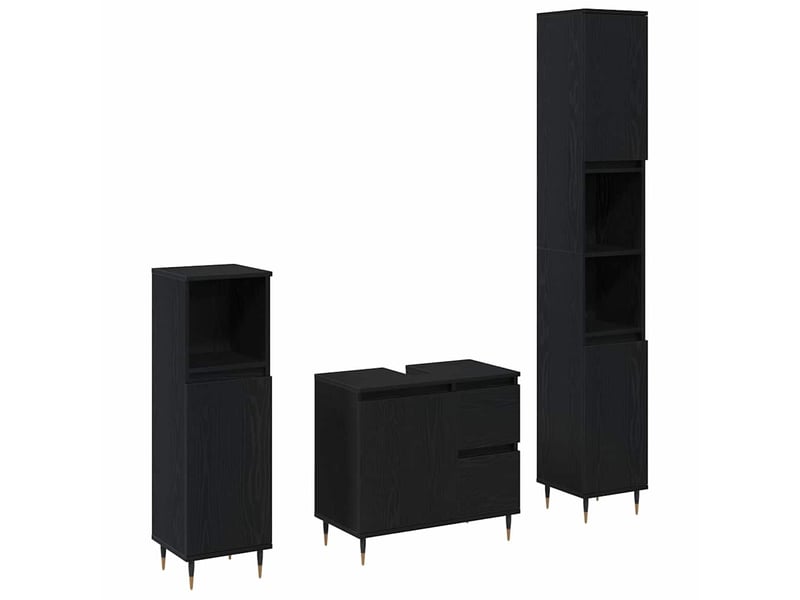  Ensemble de mobilier de salle de bain 3 pc chêne noir cf64322  - Conforama A