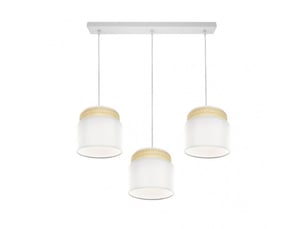 Rampe de plafond fabrilamp kandy naturelblanc 3 x e27 hauteur réglable 46-106 cm 68x19 cm