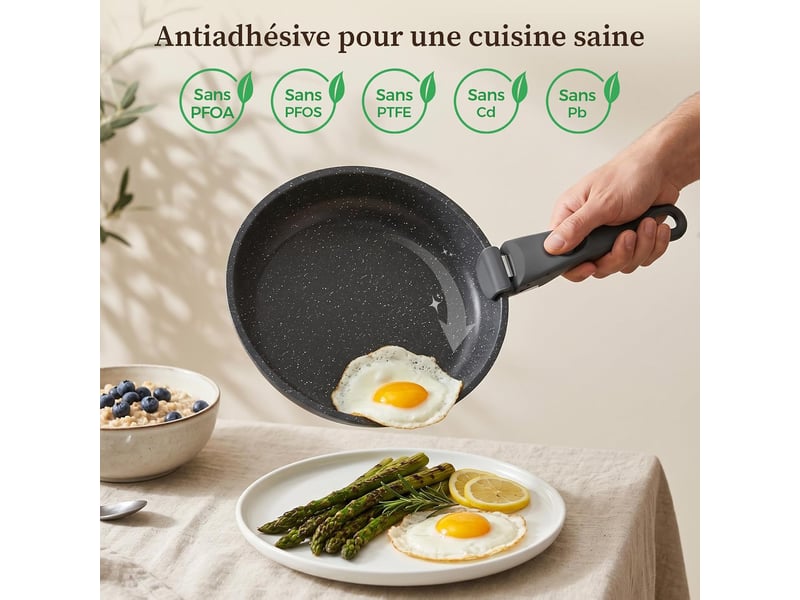 Batterie de cuisine antiadhésive yashe 9 pièces, gris - Conforama C