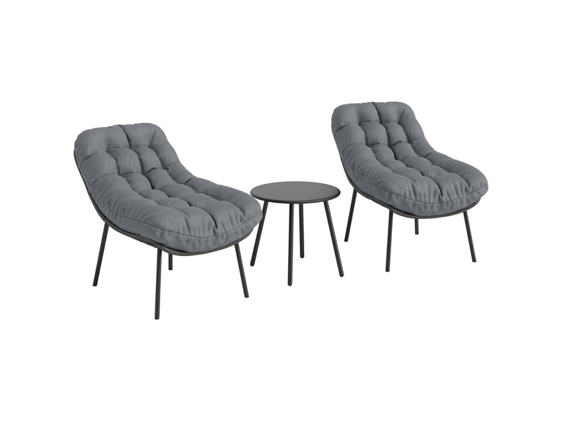 Salon de jardin 2 pl. Ensemble de meubles de jardin coussins de 15 cm d'épaisseur gris - Conforama B