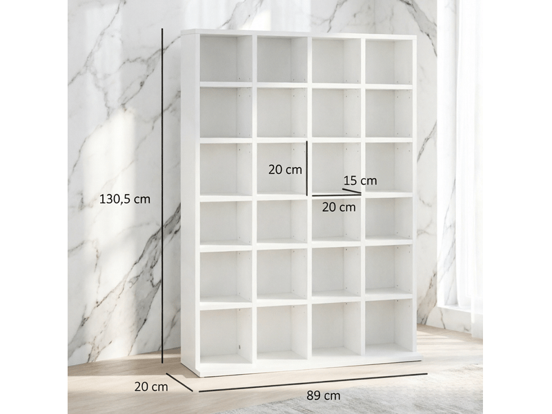  Meuble de rangement cddvd 89x20x130,5 cm réglable panneau de particules blanc  - Conforama E