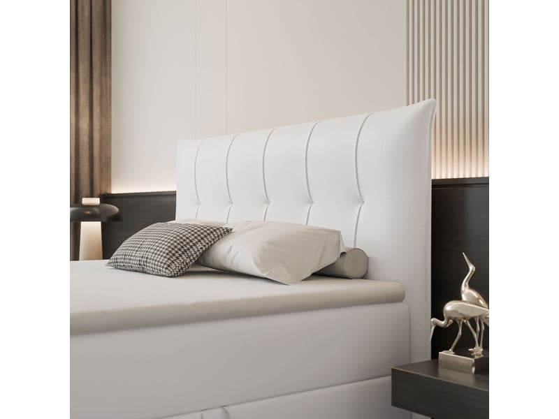  Lit coffre chester - 180x200 cm - avec matelas et surmatelas - éco-cuir - blanc CHESTER - Conforama D